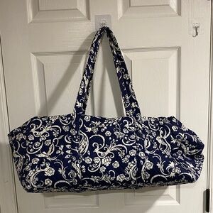 Navy and White Floral Travel Bag